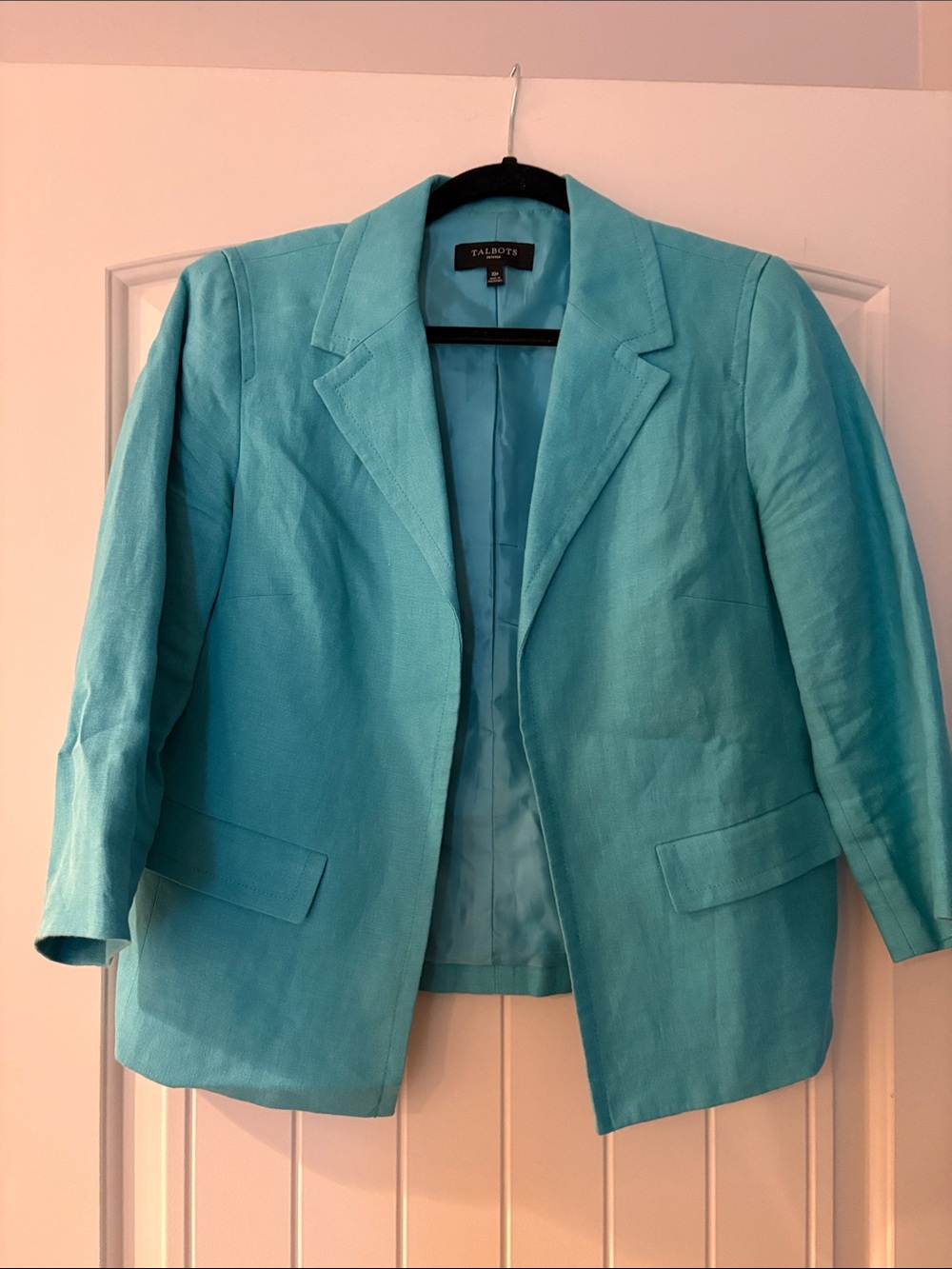 Talbots Bright Turquoise Linen-Blend Blazer